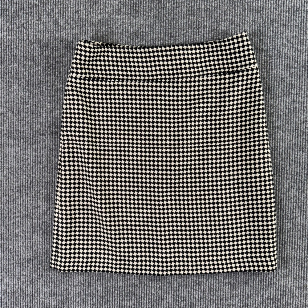 Talbots Womens 16 Houndstooth Wool Blend Skirt Black White Preppy Academia